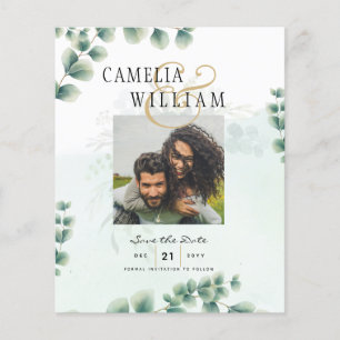 BUDGET Greenery PHOTO Wedding Save The Date QRcode Flyer