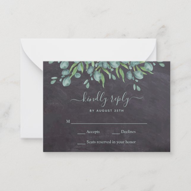 Budget Greenery Rustic Leaves Wedding RSVP Card (Front)