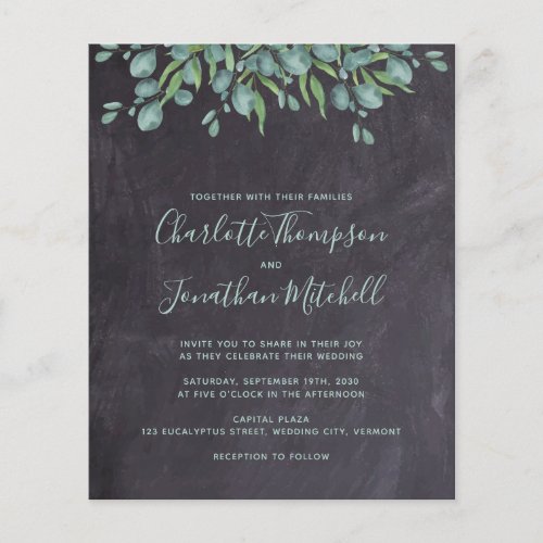 Budget Greenery Rustic Wedding Invitation