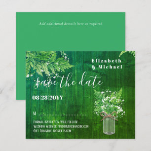 BUDGET Greenery Save Dates Ferns Monochromatic Grn