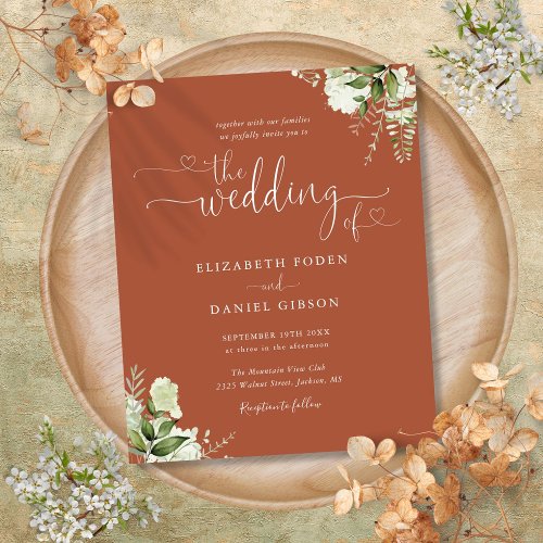 Budget Greenery Terracotta Wedding Invitation