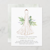 Budget Greenery Wedding Dress Bridal Shower Invite