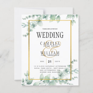 BUDGET Greenery Wedding Invitation QR CODE RSVP 