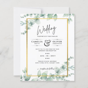 BUDGET Greenery Wedding Invitation QR CODE RSVP 