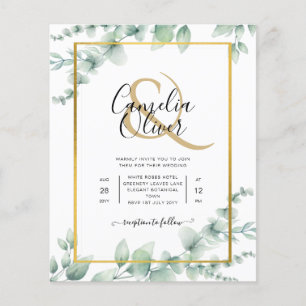 BUDGET Greenery Wedding Invitation QR CODE RSVP  Flyer