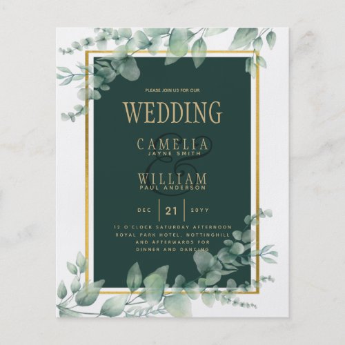 BUDGET Greenery Wedding Invitation QR CODE RSVP  Flyer