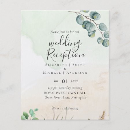 Budget Greenery Wedding RECEPTION Evening Invite   Flyer