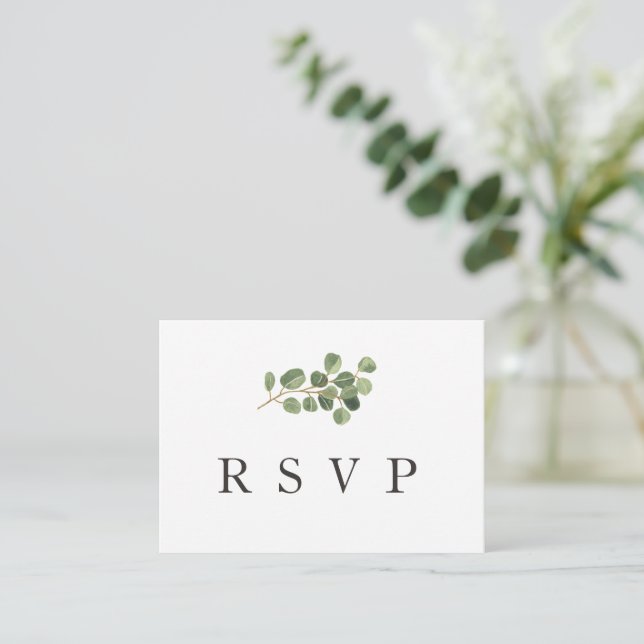 Budget Greenery Wedding Response RSVP Card (Standing Front)