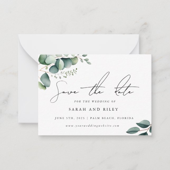 BUDGET Greenery Wedding Save The Date Invitation (Front)