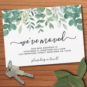 Budget Greenery We've Moved Announcement Card