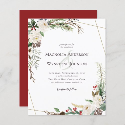 Budget Greenery Winter Wedding Invitation