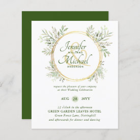 BUDGET Greenery Wreath Wedding Invite