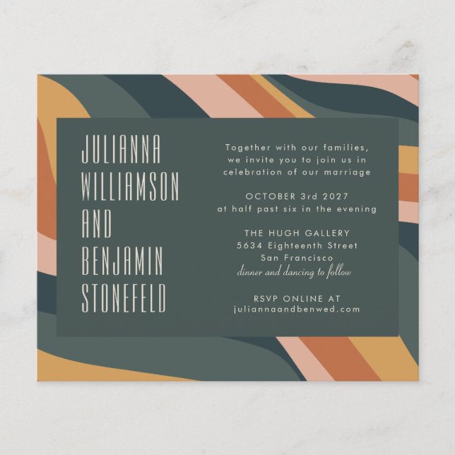 Budget Groovy 70s Earthy Boho Stripes Wedding (Front)