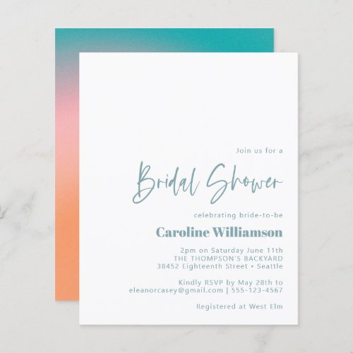 Budget Groovy Gradient Teal Pink Bridal Shower