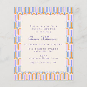 Budget Groovy Periwinkle Bridal Shower Invite