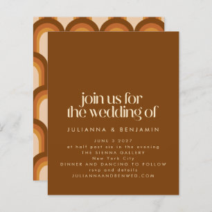 Budget Groovy Retro Design Brown Wedding Invite