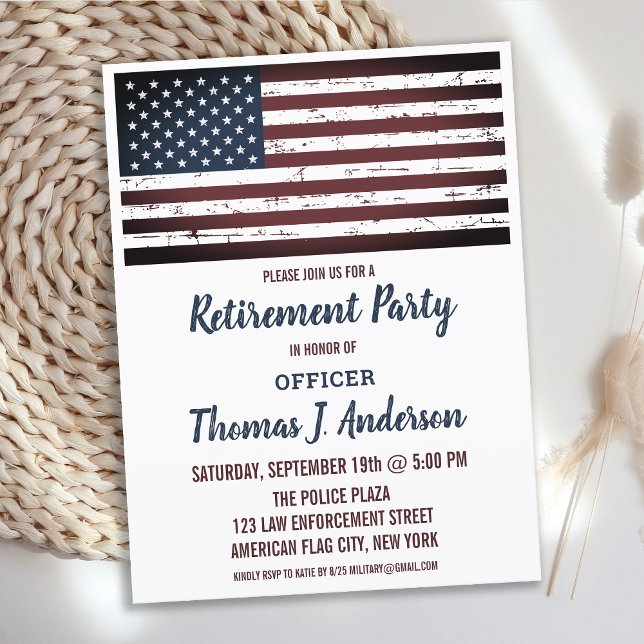 Budget Grunge American Flag Retirement Party Invit (Creator Uploaded)