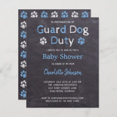 Budget Guard Dog Duty Blue Boy Baby Shower