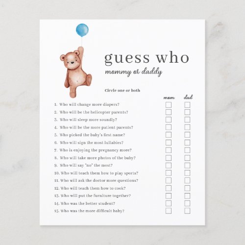 Budget Guess Who Baby Shower Game Boy