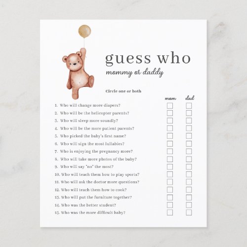 Budget Guess Who Baby Shower Game Gender Neutral