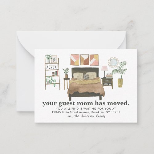 Budget Guest Room Moved Boho Chic Bedroom Moving Note Card