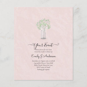 BUDGET Gypsophila Mason Jar Modern Minimal WEDDING Flyer