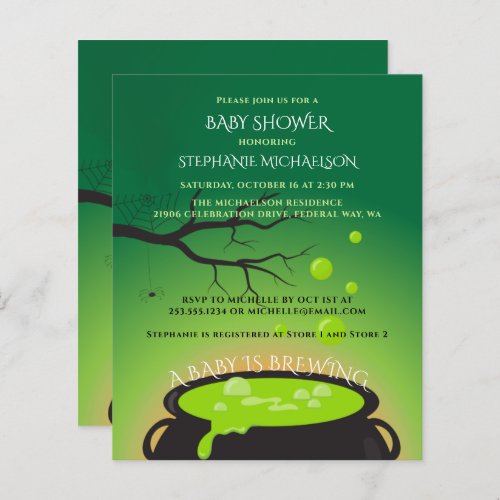 BUDGET Halloween Baby is Brewing Shower Invite