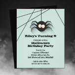 Budget Halloween Black Spider Birthday Invitation  Flyer<br><div class="desc">Small 4.5" x 5.6" affordable paper flyers feature a creepy black spider hanging from his web, these invitations are fun for kid's Halloween birthday party invitations for any age. Printed on value 80 lb semi-gloss flyer paper available in 3 sizes. **NO ENVELOPES INCLUDED - buy 5" x 7" if needed....</div>