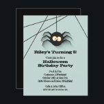 Budget Halloween Black Spider Birthday Invitations<br><div class="desc">Small 4.5" x 5.6" paper invitations feature a creepy black spider hanging from his web, these invitations are fun for Halloween birthday party invitations for any age. Printed on value 110 lb semi-gloss paper. **White ENVELOPES ARE OPTIONAL and an additional cost. Be sure to double-check your order before adding it...</div>