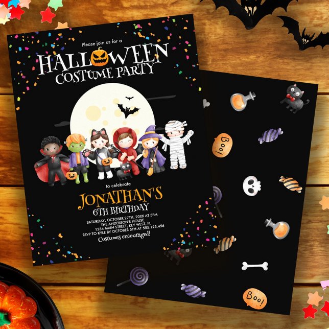 Budget Halloween Costume Birthday Party Invitation Flyer (Budget Halloween Kids Costume Birthday Party Invitation Flyer)