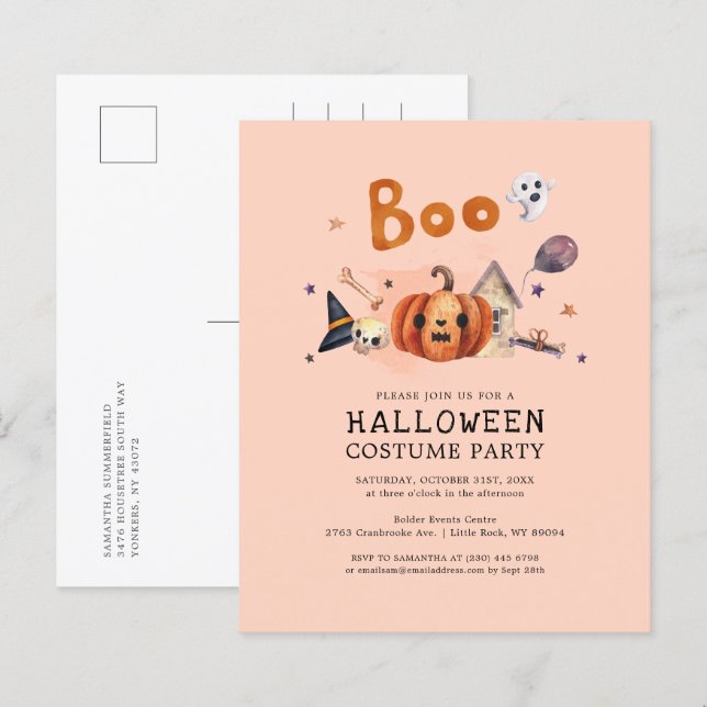 Budget Halloween Costume Kids Party Invitation (Front/Back)
