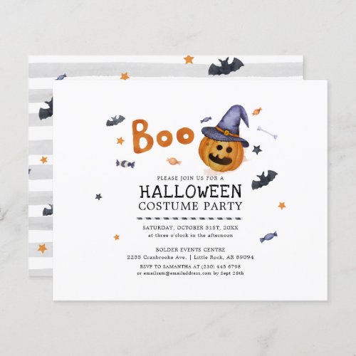 Budget Halloween Costume Party Pumpkin Invitation