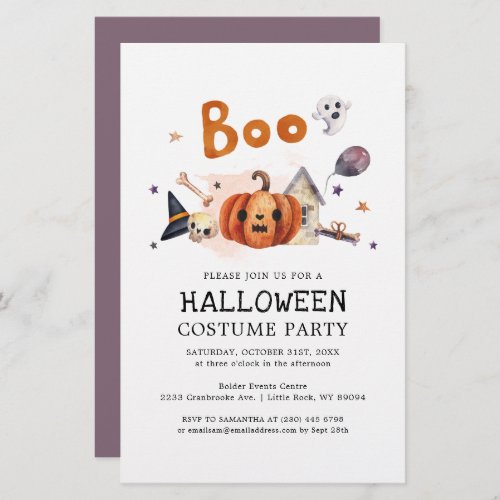 Budget Halloween Costume Party Pumpkin Invitation Stationery