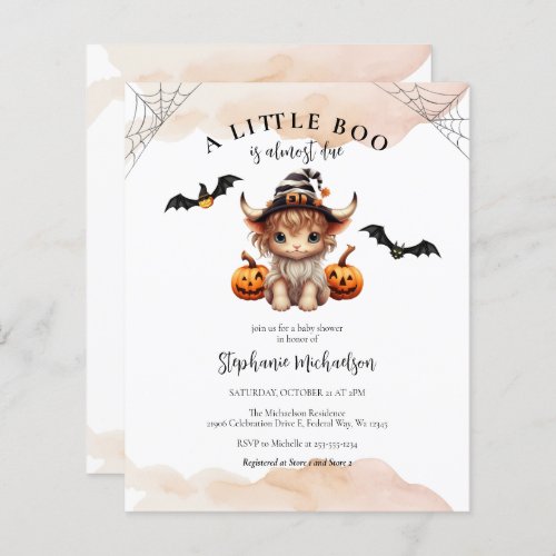 Budget Halloween Cow Little Boo Baby Shower Invite