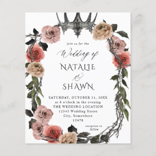 Budget Halloween Crown Pink & Black Floral Wedding Flyer
