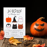 Budget Halloween Friends Modern Boy Birthday Party<br><div class="desc">This modern design features the birthday boy's name in big capital letters in one of my favorite decorative fonts, below, his age appears in cute script typography. Underneath, in the middle of the card, there are 6 Halloween friends: a pumpkin, a vampire, a witch's hat, a black cat, a ghost,...</div>