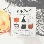 Budget Halloween Friends Modern Boy Birthday Party<br><div class="desc">This modern design features the birthday boy's name in big capital letters in one of my favorite decorative fonts, below, his age appears in cute script typography. Underneath, in the middle of the card, there are 6 Halloween friends: a pumpkin, a vampire, a witch's hat, a black cat, a ghost,...</div>