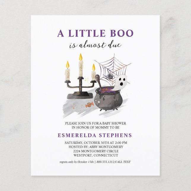 Budget Halloween Little Boo Baby Shower Invitation Flyer (Front)