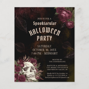 Budget Halloween Party Skull Roses Invitation