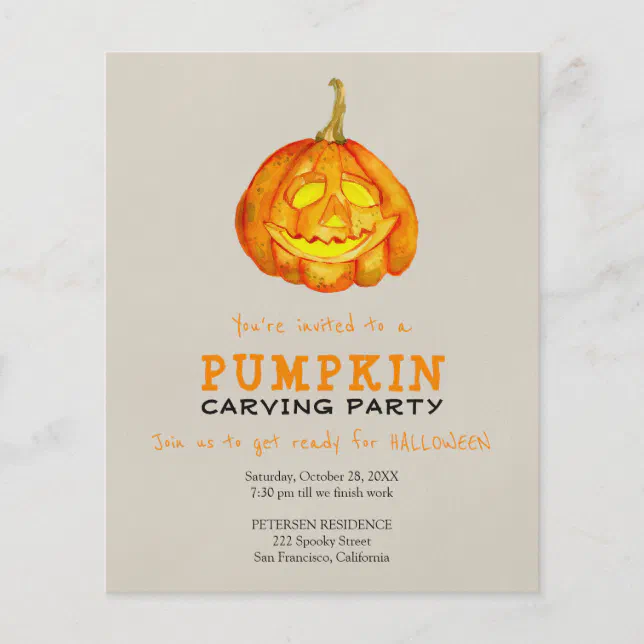 Budget Halloween pumpkin carving party invitation Flyer | Zazzle