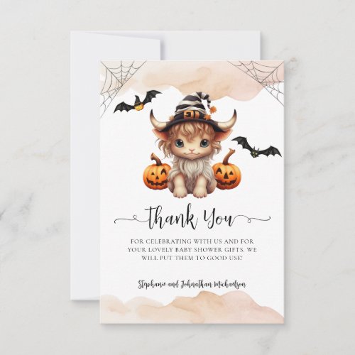 Budget Halloween Pumpkin Cow Little Boo Baby  Thank You Card