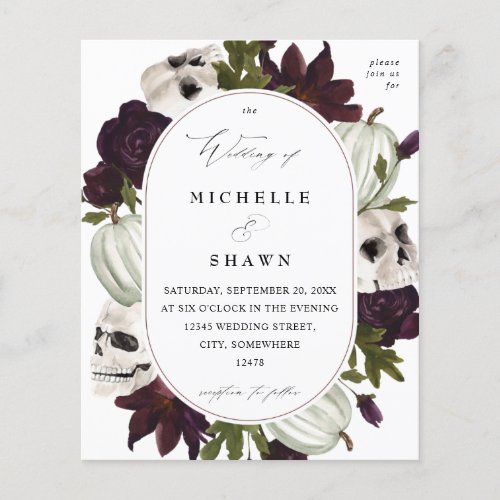 Budget Halloween Purple Floral  Skull Wedding W Flyer