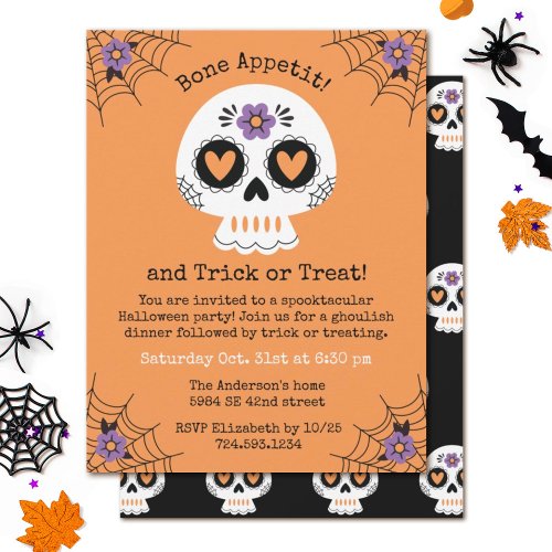 Budget Halloween Sugar Skull Party Invitation 