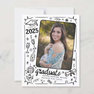 Budget Hand Drawn Photo Graduation Announcement