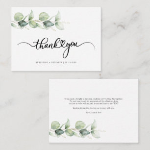 Budget Hand-Lettered Eucalyptus Wedding Thank You  Note Card