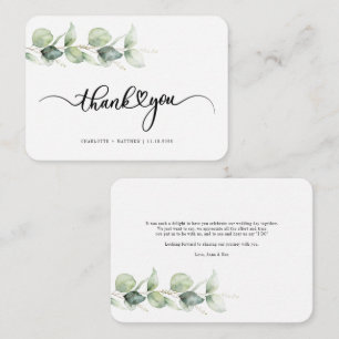 Budget Hand-Lettered Eucalyptus Wedding Thank You Note Card