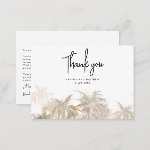 Budget Hand_Lettered Palm Trees Wedding Thank You Note Card