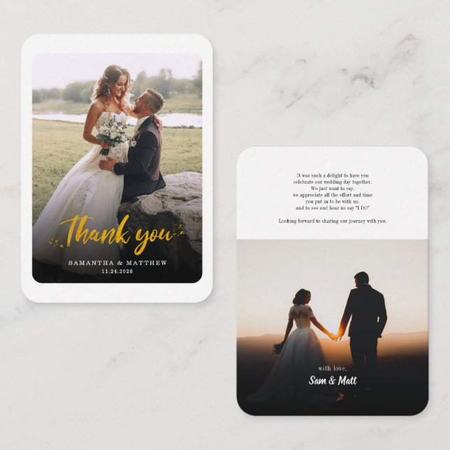 Budget Hand-Lettered Photo Wedding Thank You Note Card (Front/Back)