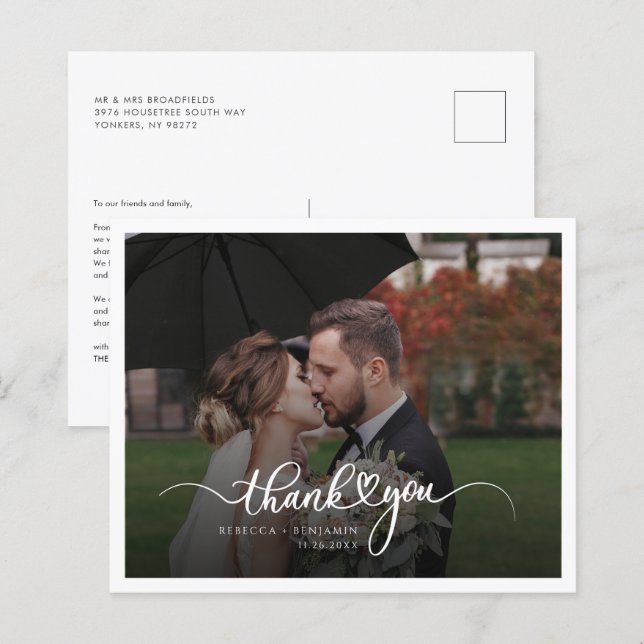 Budget Hand-Lettered Wedding Photo Thank You (Front/Back)
