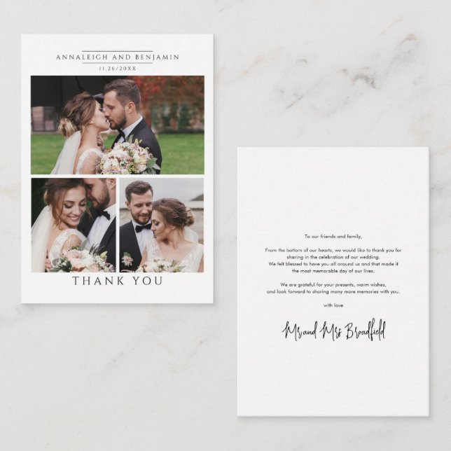 Budget Hand-Lettered Wedding Photos Thank You Note Card (Front/Back)